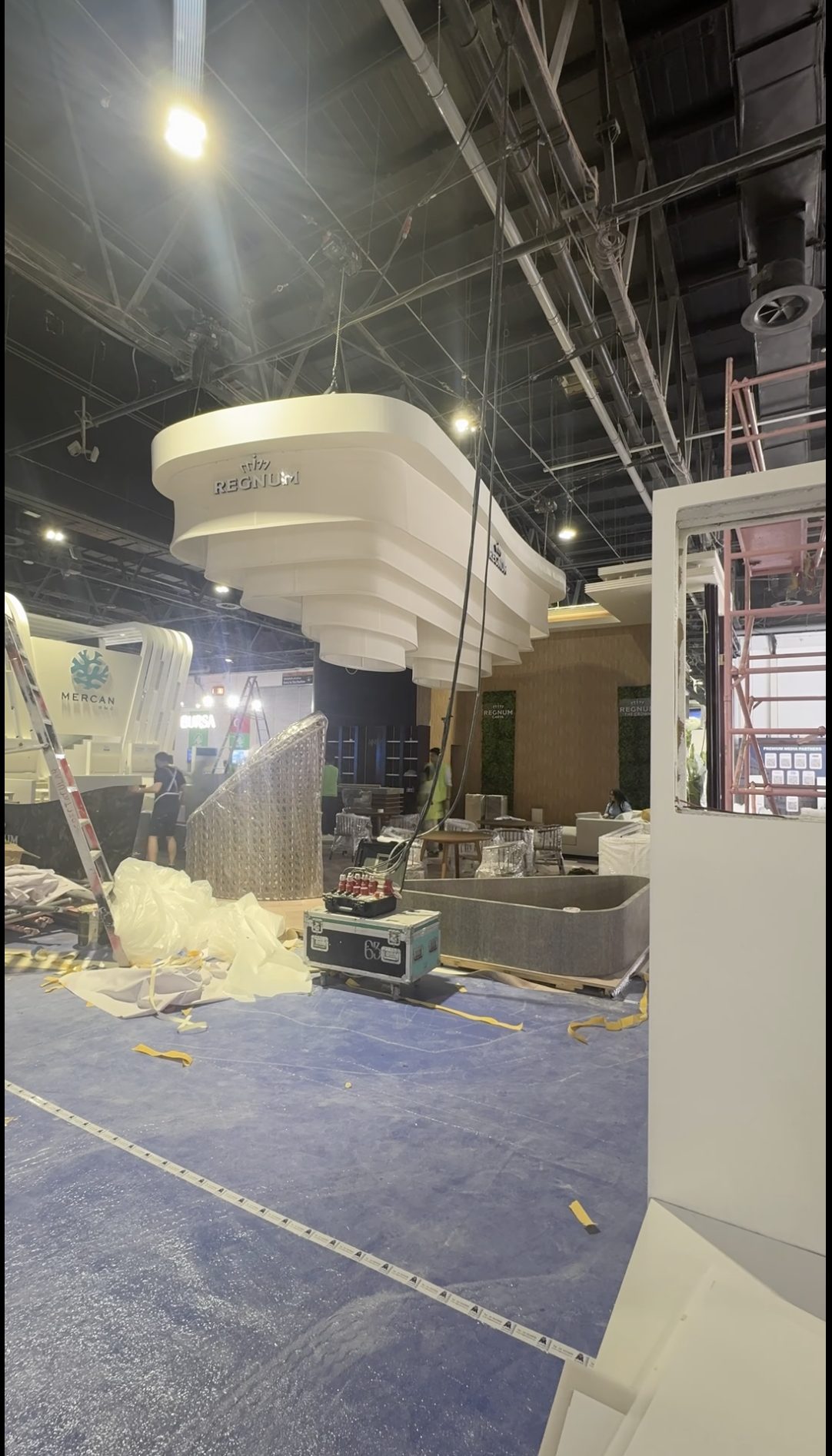 Bespoke wooden exhibition stand under construction